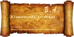 Blemenschütz Antal névjegykártya